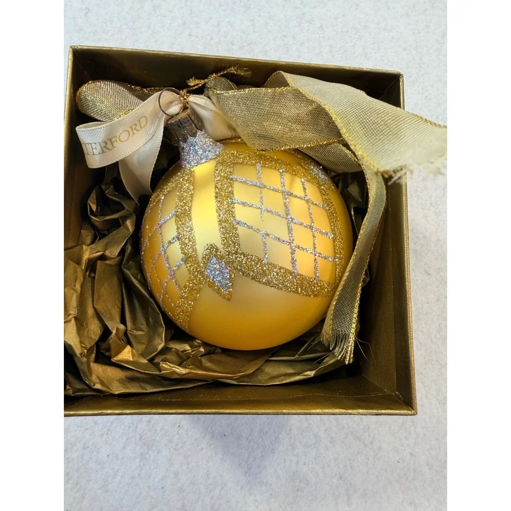 Waterford Holiday Heirlooms Avoca Grande Ball Gold Glass Ornament Limited Series